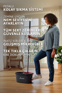 Vileda Turbo 2in1 Pedallı Temizlik Seti + 3in1 Mikrofiber Yedek Paspas