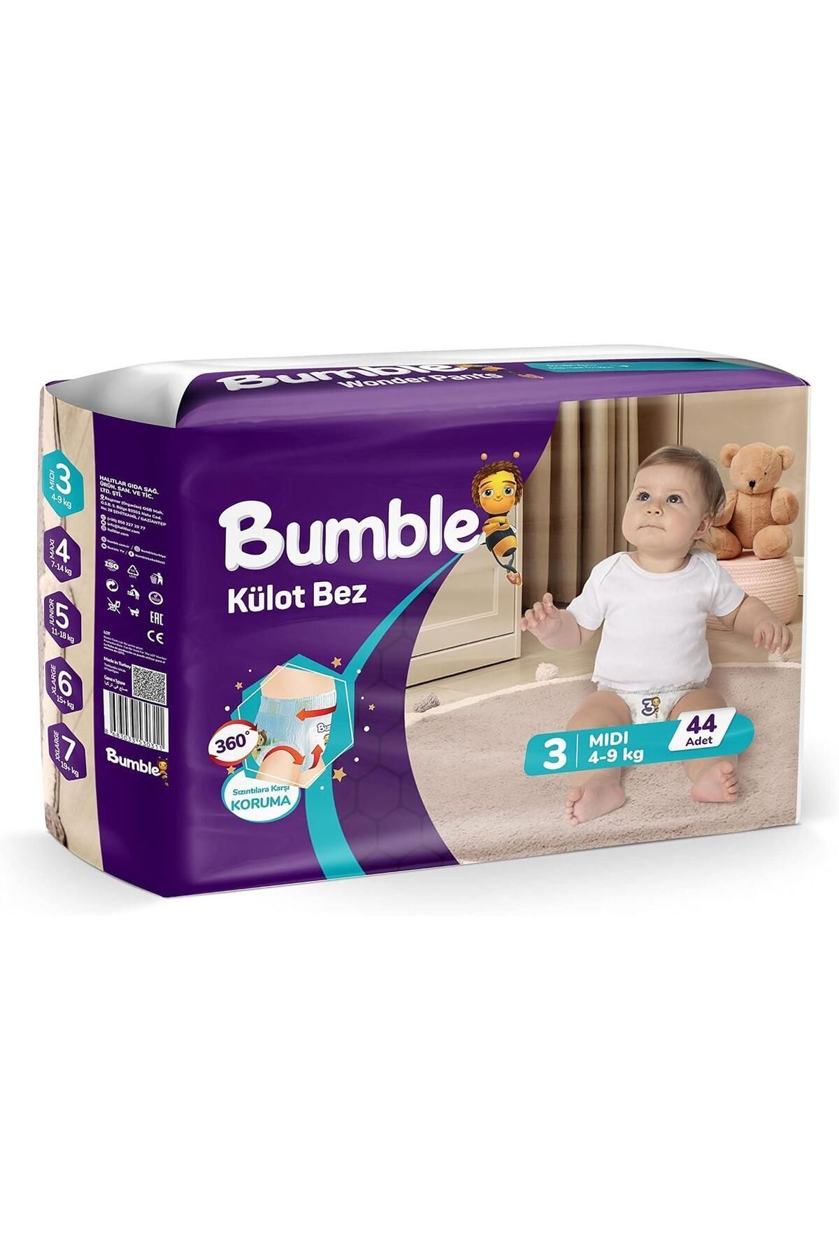 Bumble 3 Numara Midi Külot Bebek Bezi 44 Adet | 4-9 Kg