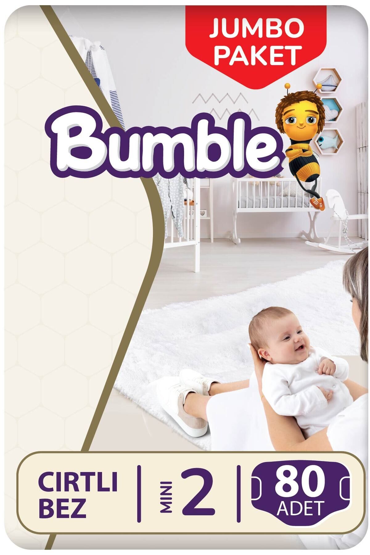 Bumble 2 Numara Mini Bebek Bezi Jumbo Paket 80 Adet | 3-6 Kg