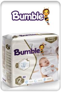 Bumble 2 Numara Mini Bebek Bezi Jumbo Paket 80 Adet | 3-6 Kg