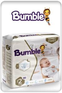 Bumble 2 Numara Mini Bebek Bezi Jumbo Paket 80 Adet | 3-6 Kg