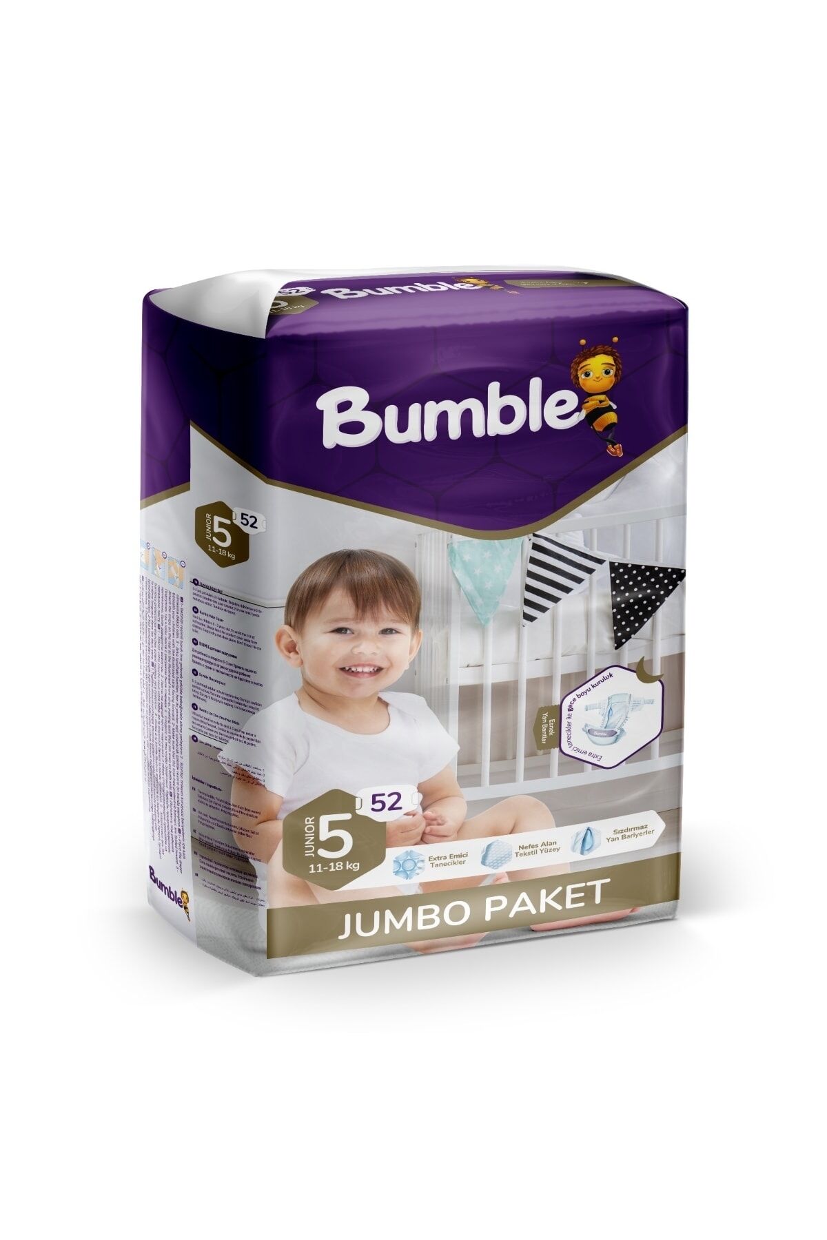 Bumble Junior Bebek Bezi 5 Beden 11-18 Kg Jumbo Paket 52 Adet