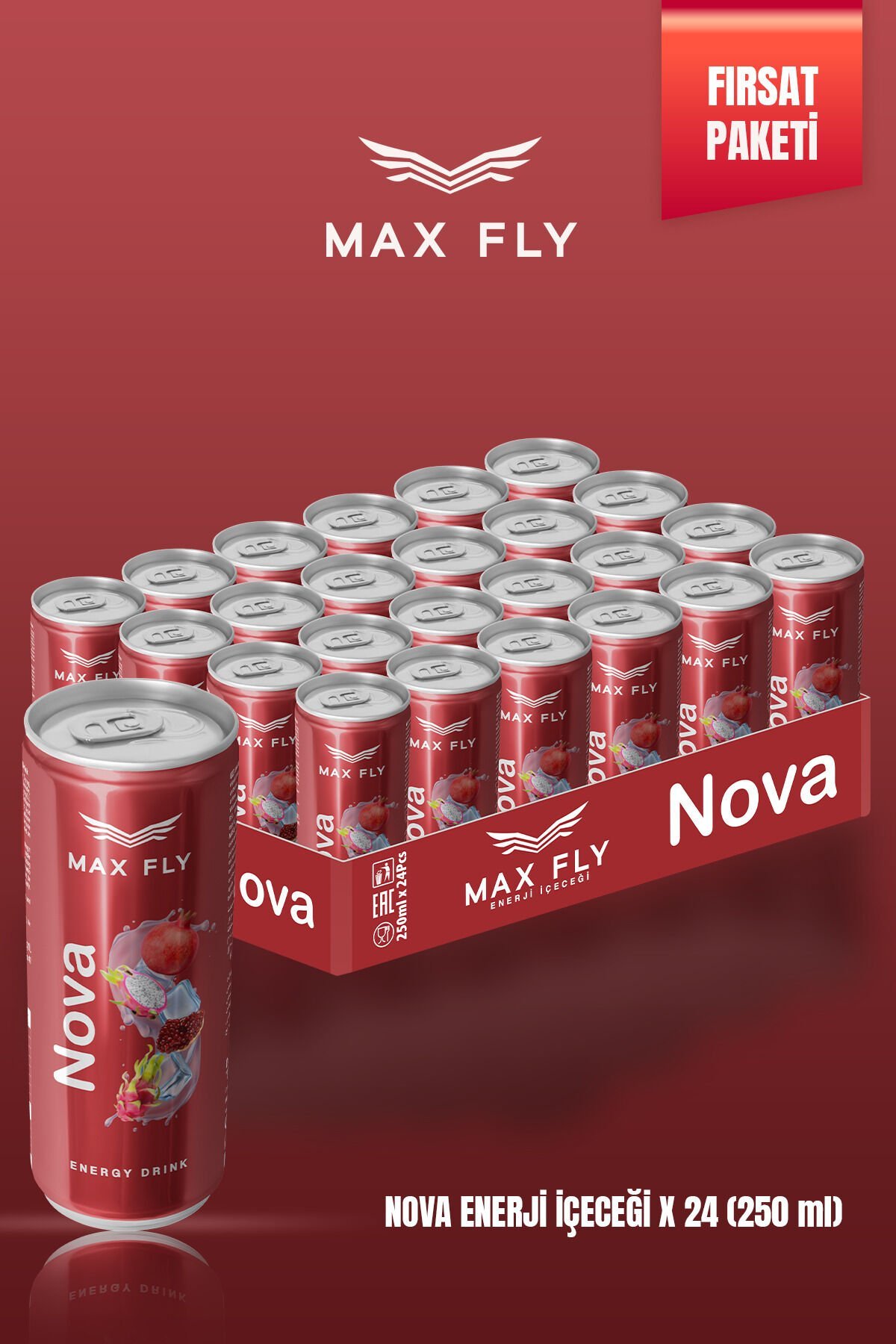 MAX FLY NOVA ENERJİ İÇECEĞİ 250 ML 24 ADET