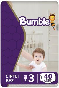 Bumble 3 Numara Midi Bebek Bezi İkiz Paket 40 Adet | 4-9 Kg