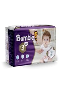 Bumble 3 Numara Midi Bebek Bezi İkiz Paket 40 Adet | 4-9 Kg