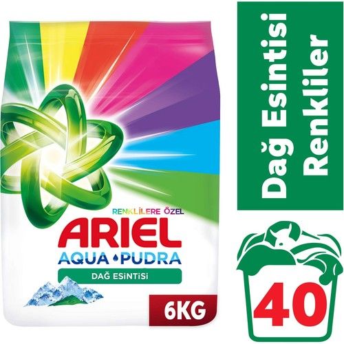 Ariel Dağ Esintisi Renklilere Özel 6 Kg Aquapudra Toz Çamaşır Deterjanı