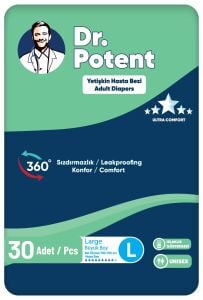 Dr.Potent Large (L) Beden Bel Bantlı Büyük Boy Hasta Bezi 30 Adet