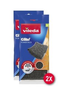 Vileda Glitzi Power Pad Inox Paslanmaz Çelik Bulaşık Teli 2'li x 2 Paket