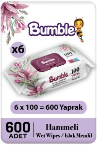 Bumble Hanımeli Islak Mendil 100'lü Eko Paket 6'lı