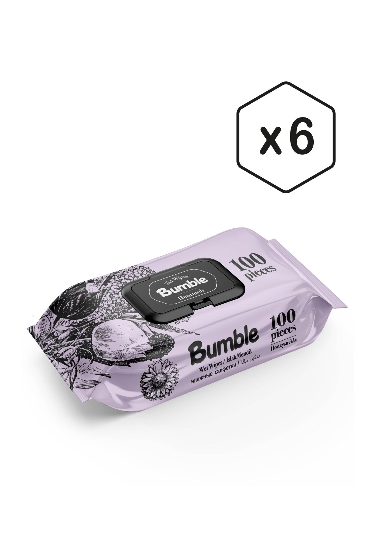 Bumble Hanımeli Islak Mendil 100'lü Eko Paket 6'lı