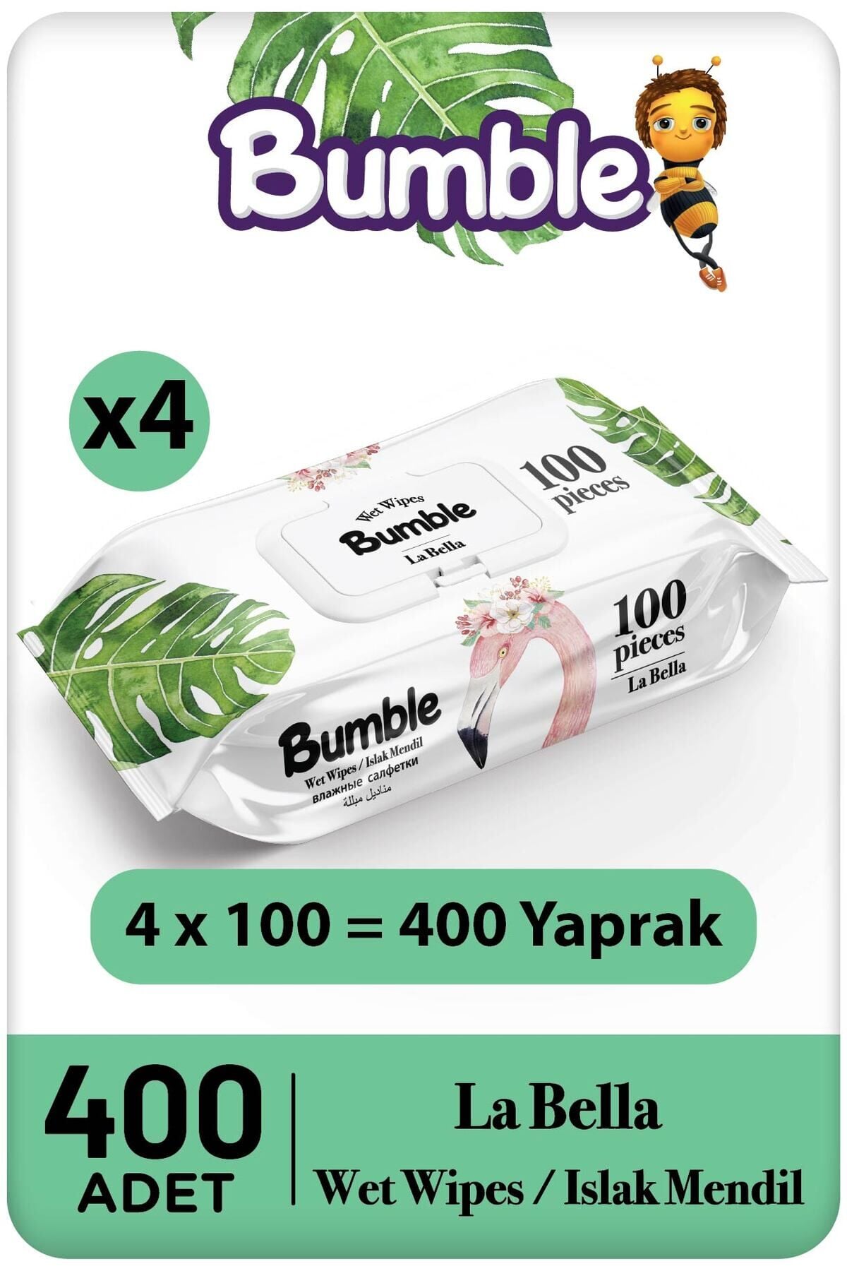 Bumble La Bella Islak Mendil 100'lü Eko Paket 4'lü