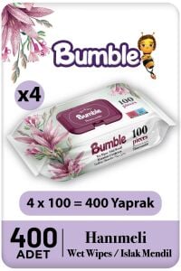 Bumble Hanımeli Islak Mendil 100'lü Eko Paket 4'lü