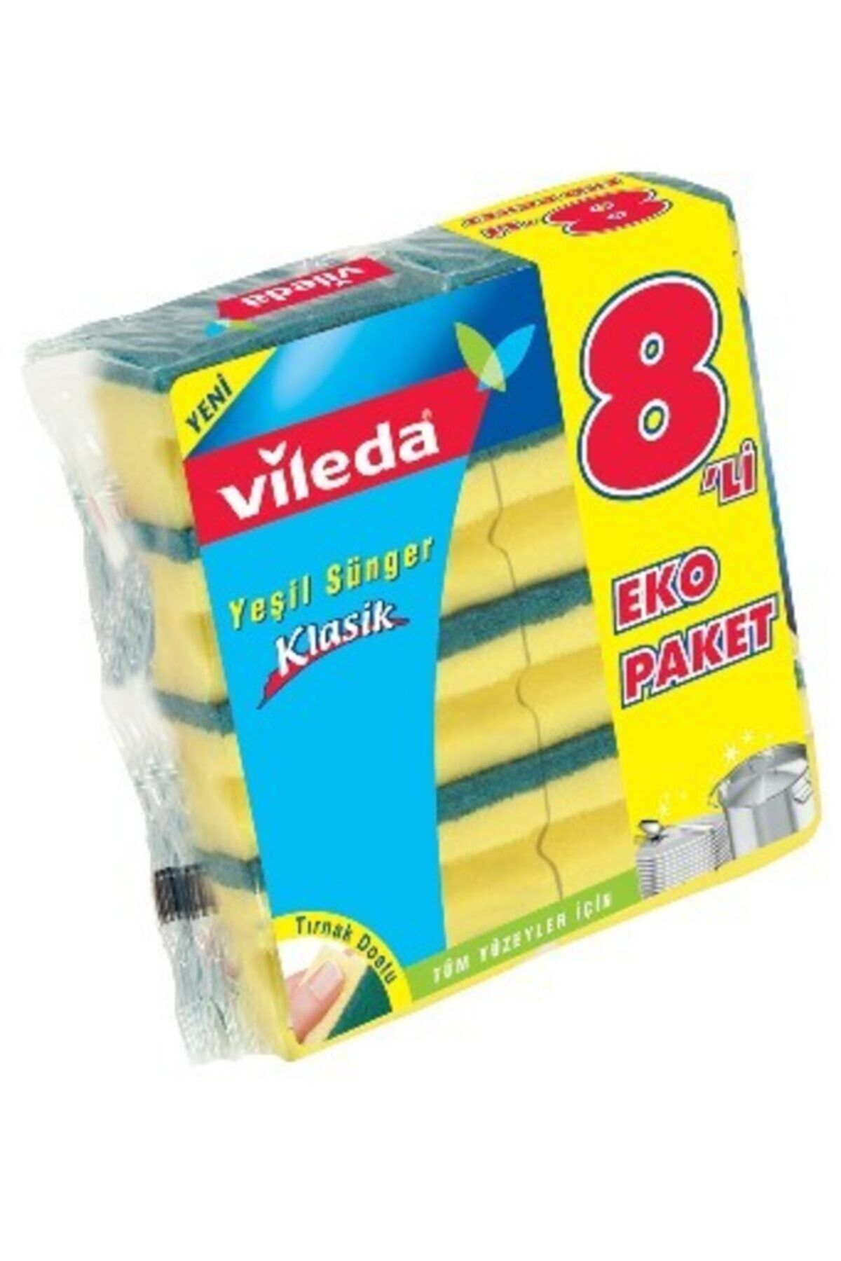 VİLEDA AB GLİTZİ YEŞİL 8 Lİ OLUKLU SÜNGERx12