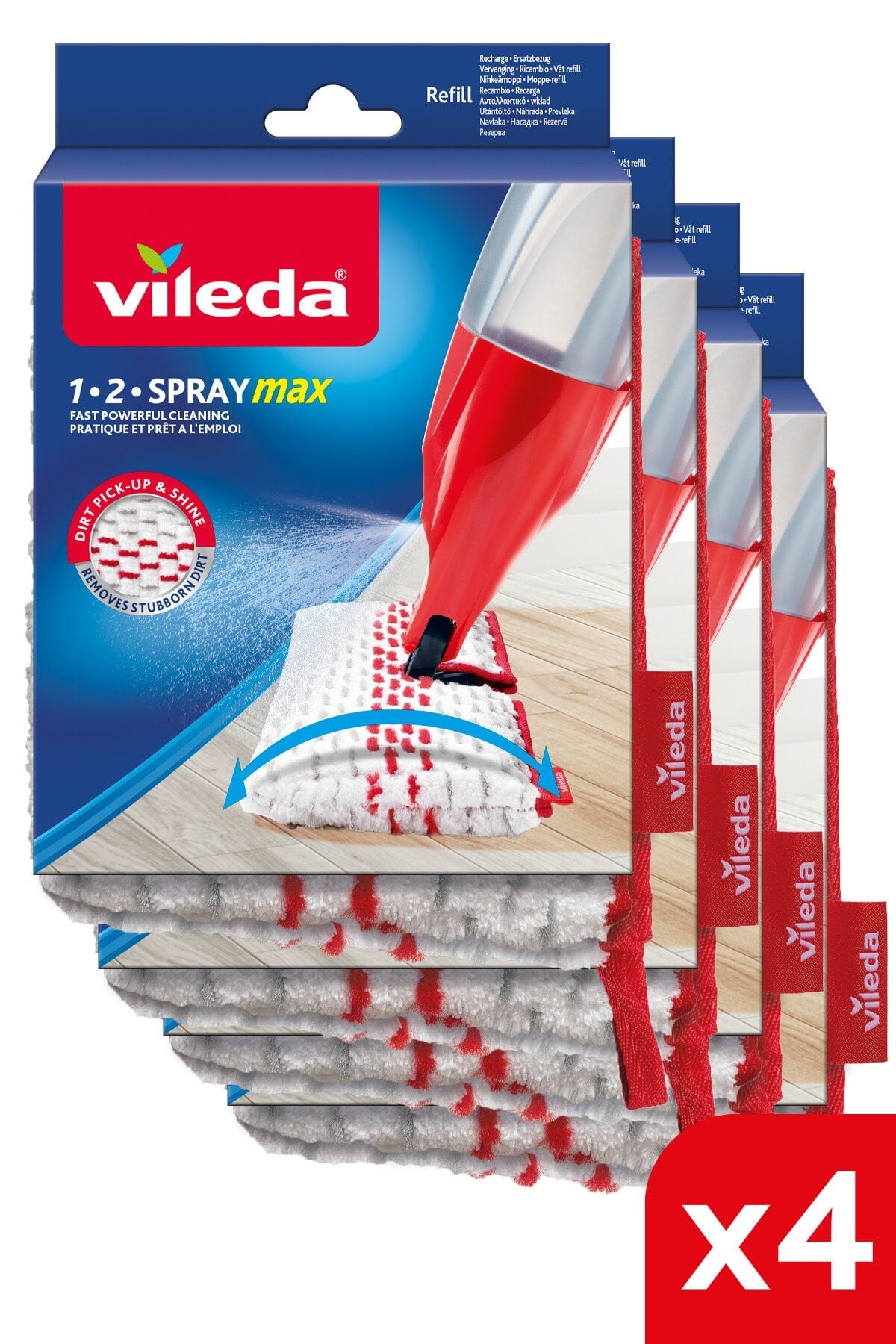 Vileda Sprey Max Çift Taraflı Sprey Mop + 4 Adet Yedek Mop