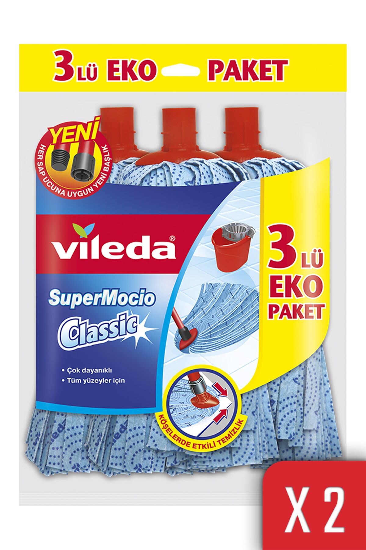 VİLEDA 3'LÜ SUPERMOCİO KLASİK YEDEK PASPAS 2'Lİ PAKET