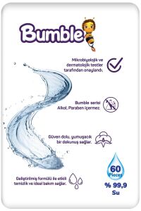 Bumble Baby Water Wipes Yenidoğan Islak Mendil %99 Su Bazlı Islak Mendil 60'lı Paket 8'li
