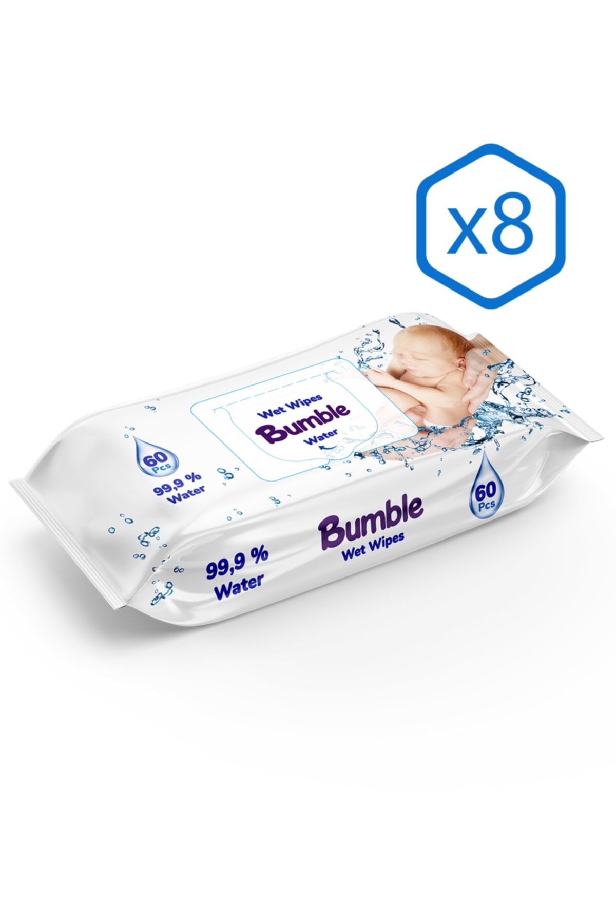 BUMBLE WATER ISLAK MENDİL 60 YAPRAK 8'Lİ PAKET