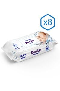 Bumble Baby Water Wipes Yenidoğan Islak Mendil %99 Su Bazlı Islak Mendil 60'lı Paket 8'li