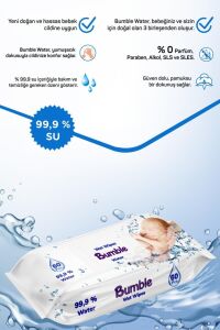 Bumble Baby Water Wipes Yenidoğan Islak Mendil %99 Su Bazlı 60'lı Eko Paket 6'lı