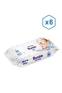 Bumble Baby Water Wipes Yenidoğan Islak Mendil %99 Su Bazlı 60'lı Eko Paket 6'lı