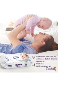 Bumble Baby Water Wipes Yenidoğan Islak Mendil %99 Su Bazlı 60'lı Eko Paket 6'lı