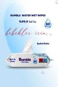 Bumble Baby Water Wipes Yenidoğan Islak Mendil %99 Su Bazlı 60'lı Eko Paket 12'li