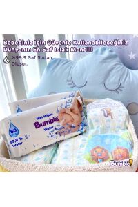 Bumble Baby Water Wipes Yenidoğan Islak Mendil %99 Su Bazlı 60'lı Eko Paket 12'li