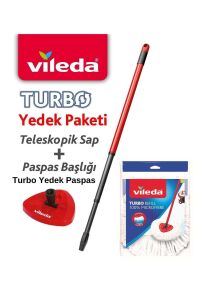 Vileda Turbo Sap + Üçgen Başlık + Mikrofiber Yedek Paspas x 3 Adet