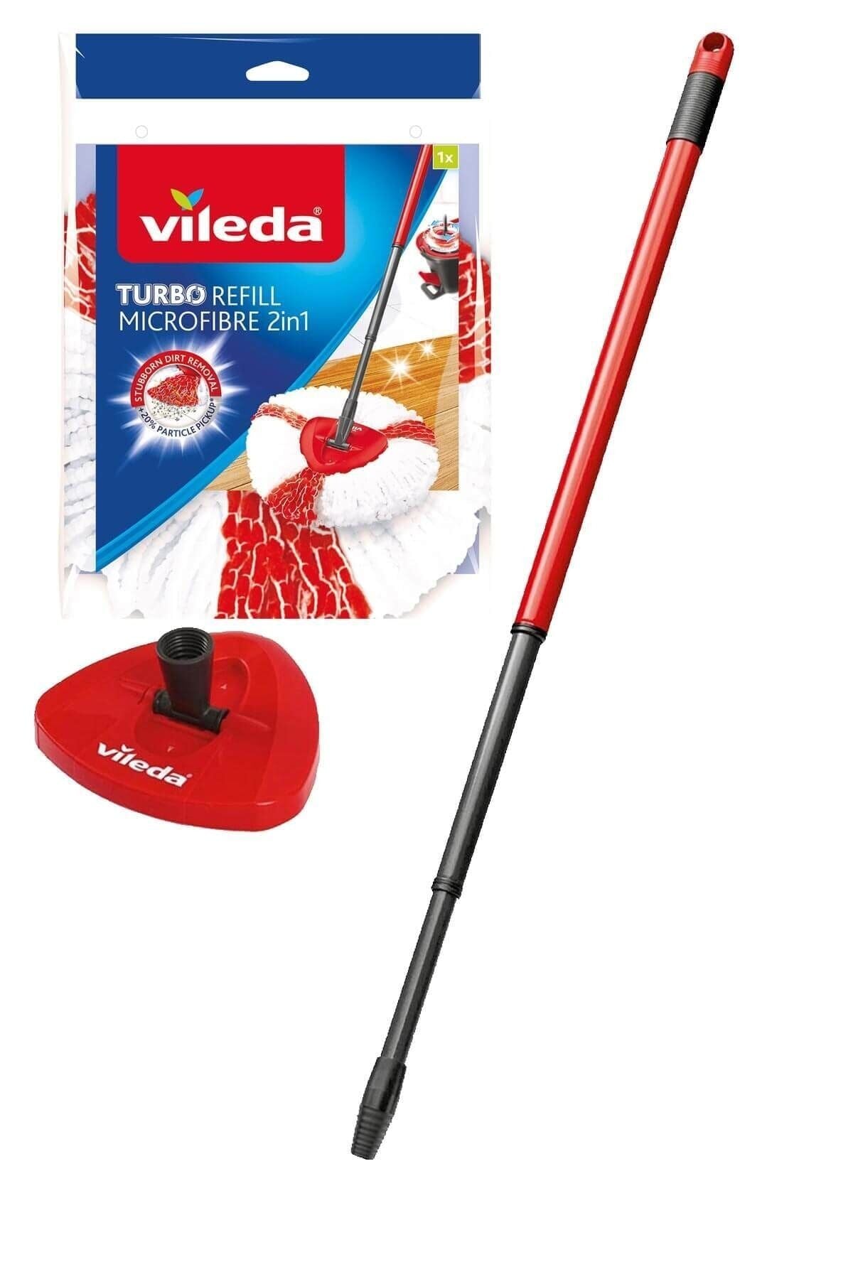 Vileda Turbo Sap + Üçgen Başlık + 2in1 Mikrofiber Yedek Paspas