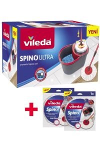 Vileda Spino Ultra Otomatik Temizlik Seti + 2 Adet Mikrofiber Yedek Paspas