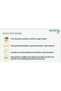 Evony Kids 3 Katlı Yumuşak Elastik Kulaklı Desenli 50'li Çocuk Yüz Maskesi