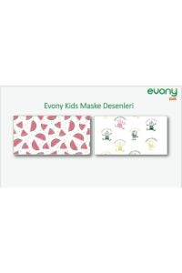 Evony Kids 3 Katlı Yumuşak Elastik Kulaklı Desenli 50'li Çocuk Yüz Maskesi