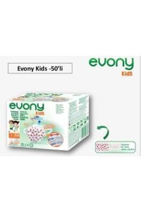 Evony Kids 3 Katlı Yumuşak Elastik Kulaklı Desenli 50'li Çocuk Yüz Maskesi