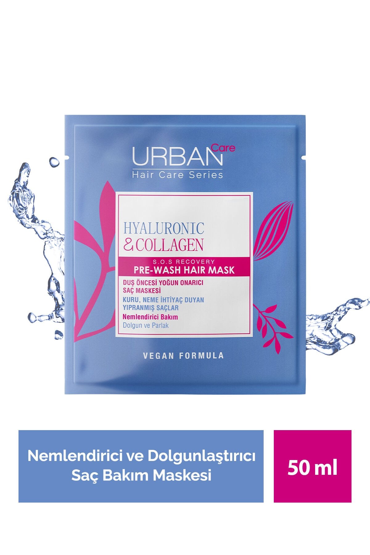 Urban Care Hyaluronik Kolajen Kuru ve Cansız Saçlara Özel Nemlendirici Duş Öncesi Saç Bakım Maskesi-50ml