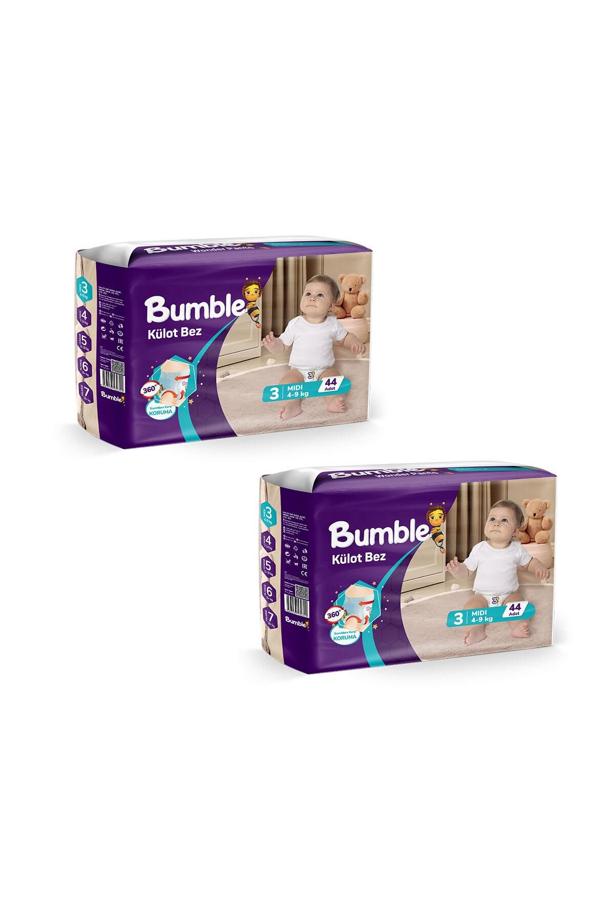Bumble Midi Külot Bebek Bezi 3 Beden 4-9 Kg Eko Paket 2'li 88 Adet