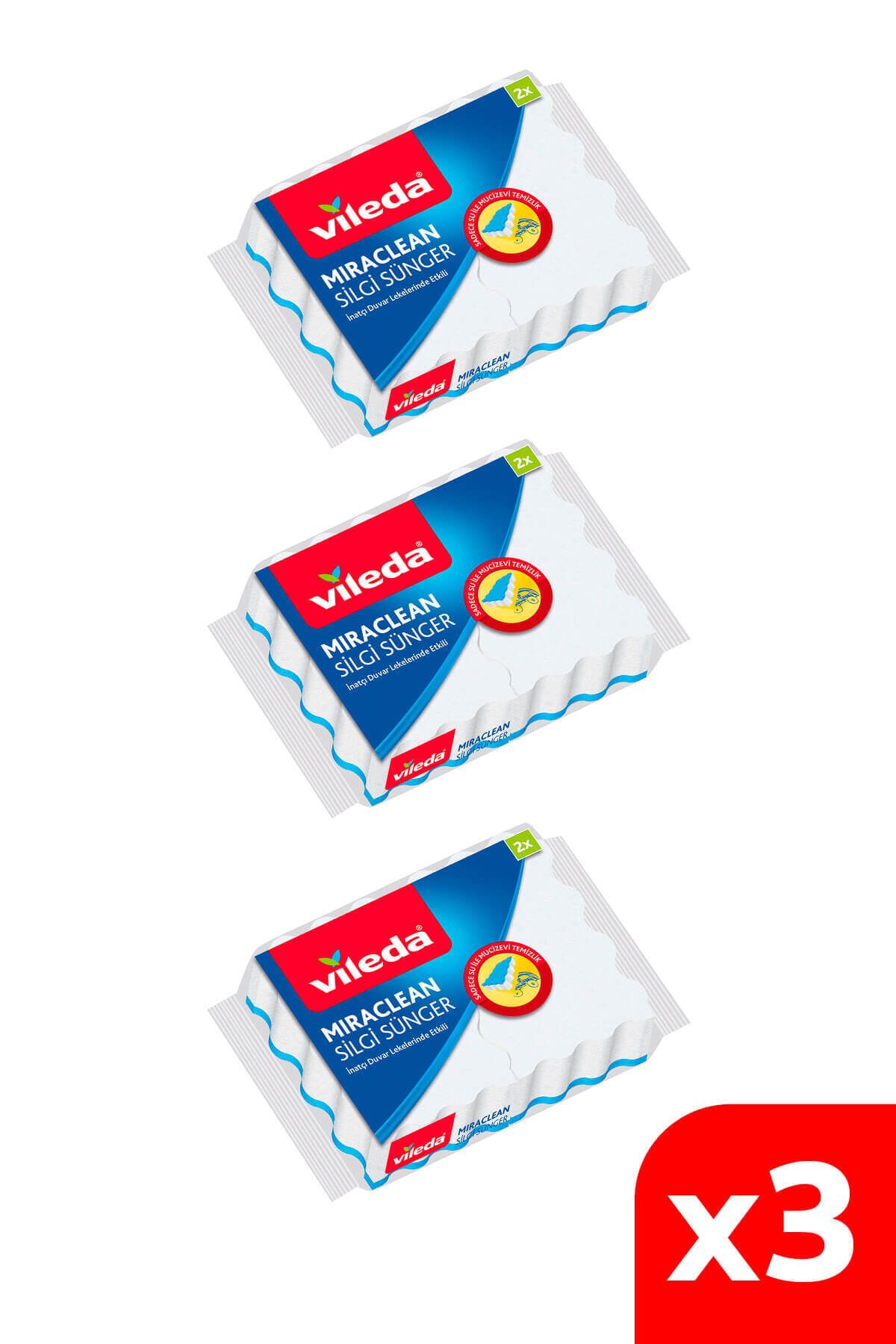 Vileda 3 Paket 2 Li Miraclean Silgi Sünger
