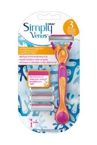 *Gillette Venus Simply 3 Traş Makinesi + 3'lü Yedek Tıraş Bıçağı