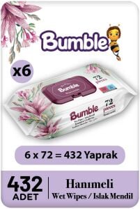 Bumble Hanımeli Islak Mendil 72'li Eko Paket 6'lı