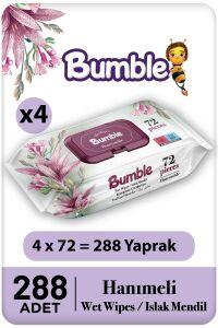 Bumble Hanımeli Islak Mendil 72'li Eko Paket 4'lü