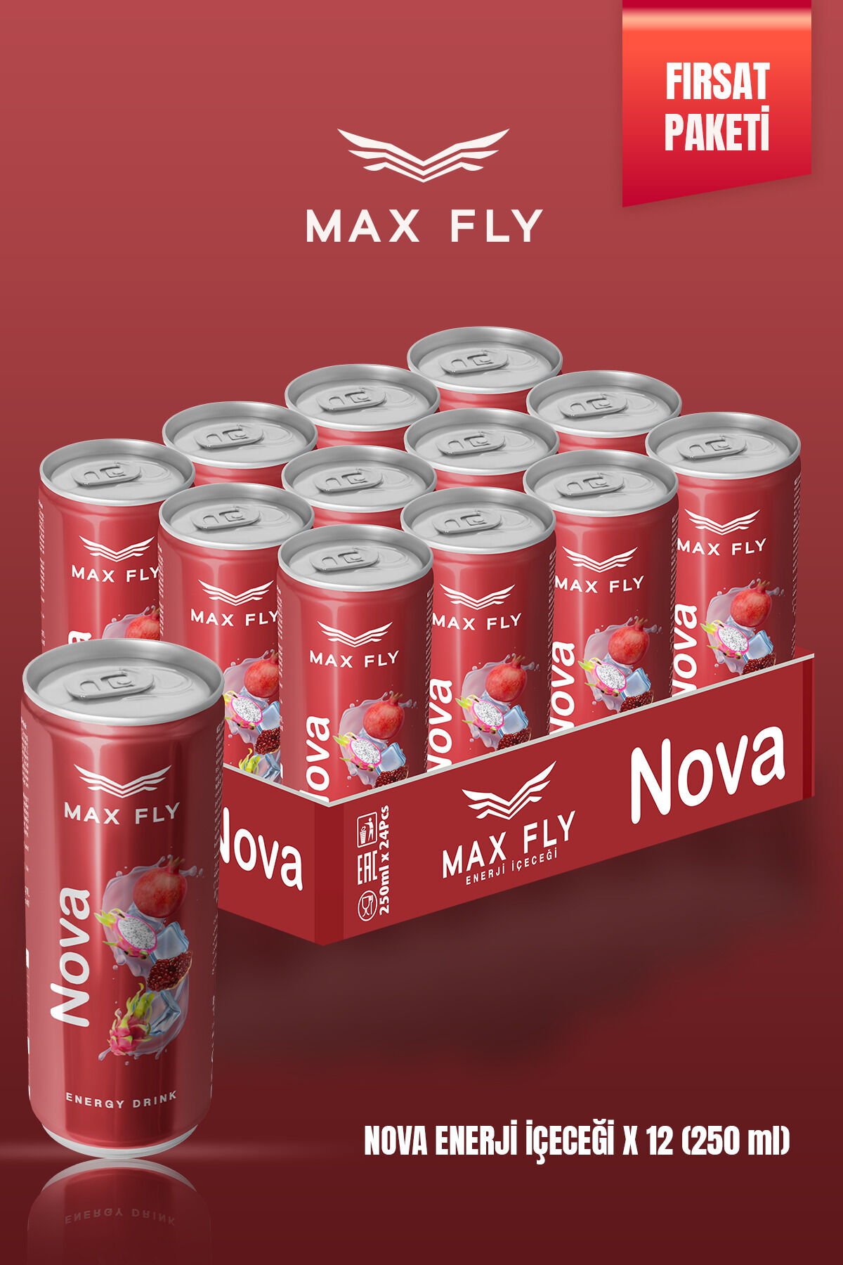 Max Fly Nova Enerji 250 ml 12 Adet