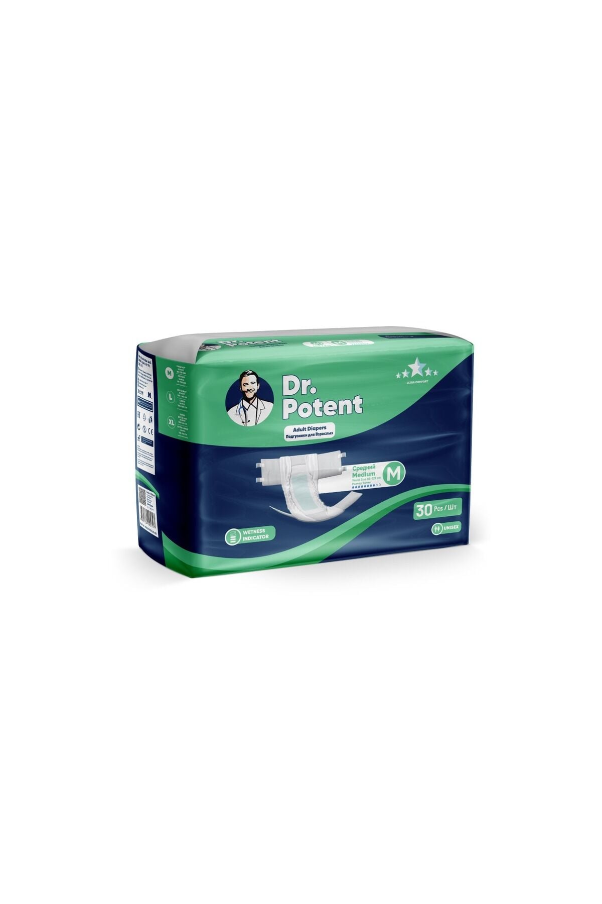Dr.Potent Bel Bantlı Yetişkin Bezi M Beden (Orta Boy) 30 Adet