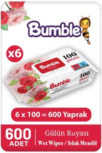 Bumble Gülün Rüyası Islak Mendil 100'lü Eko Paket 6'lı