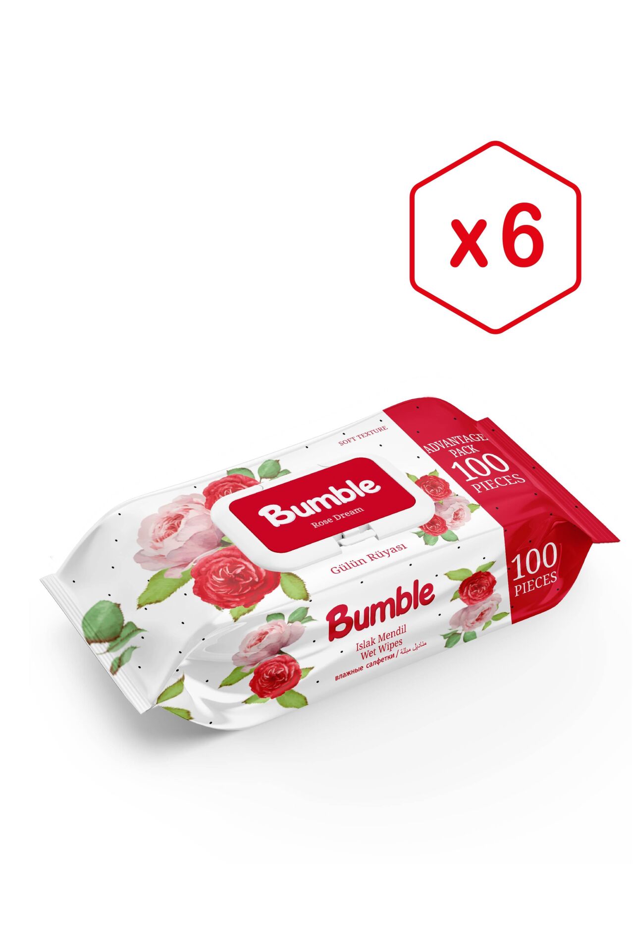 Bumble Gülün Rüyası Islak Mendil 100'lü Eko Paket 6'lı