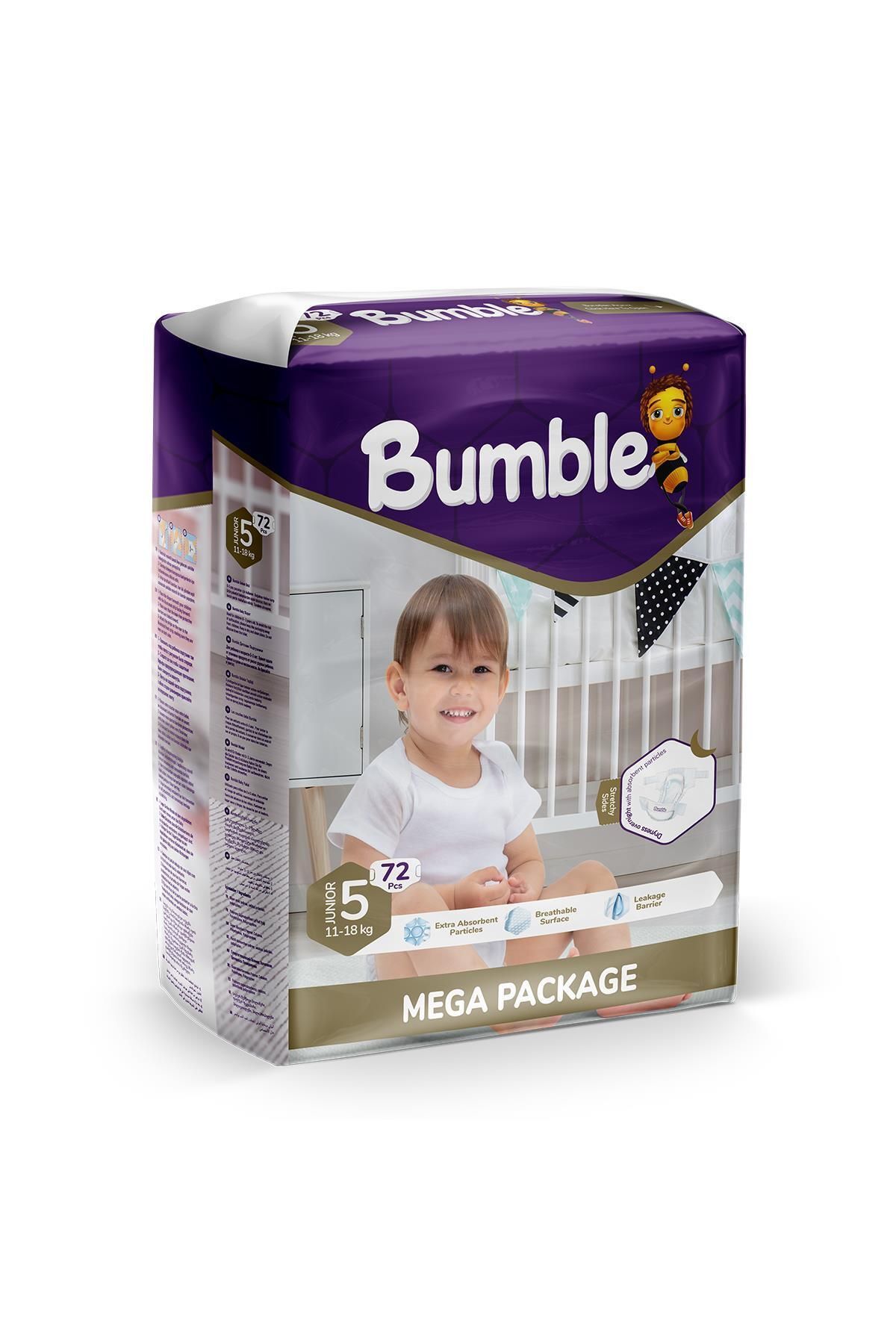 BUMBLE 5 Numara Maxi Bebek Bezi Mega Paket  72 Adet | 11-18 Kg