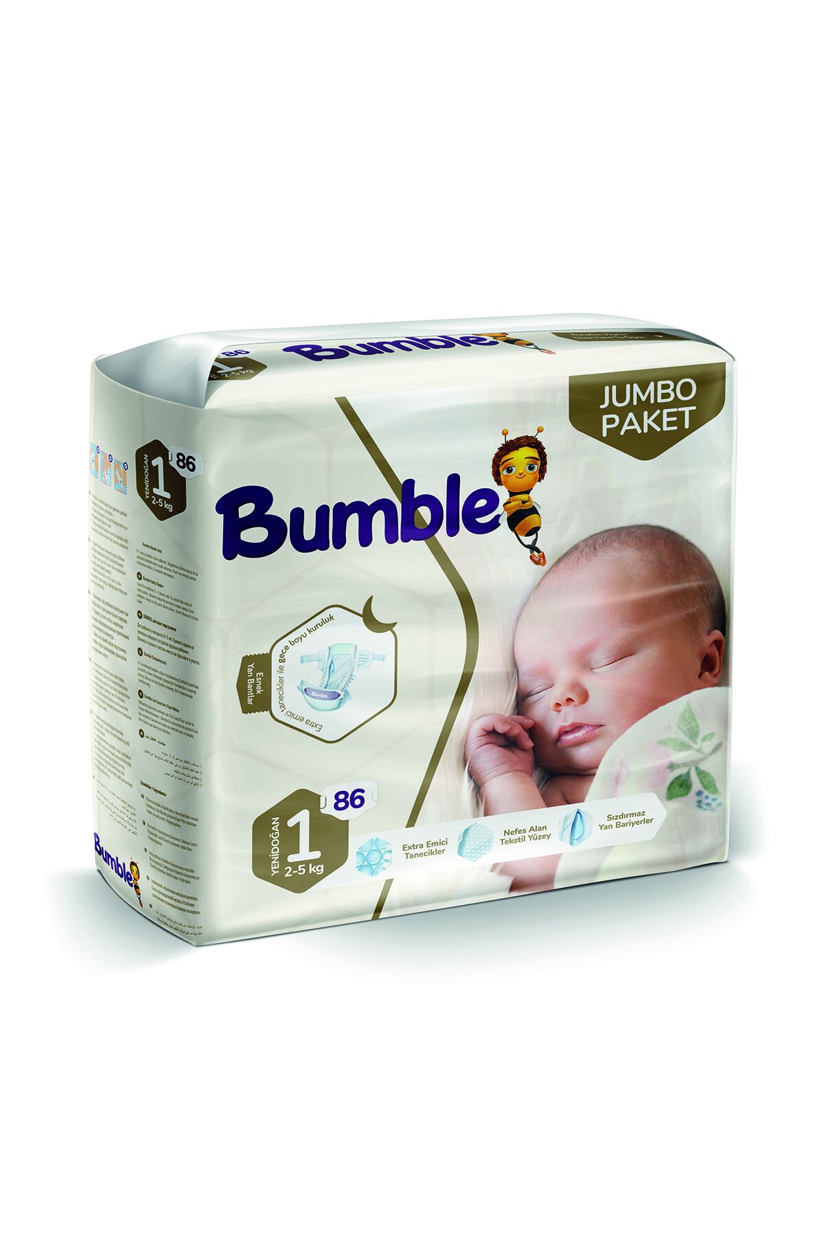Bumble Yenidoğan Bebek Bezi 1 Beden 2-5 Kg Jumbo Paket 86 Adet