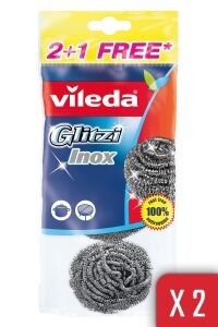 Vileda Glitzi Inox Paslanmaz Çelik Bulaşık Teli 3 Al 2 Öde x 2 Paket