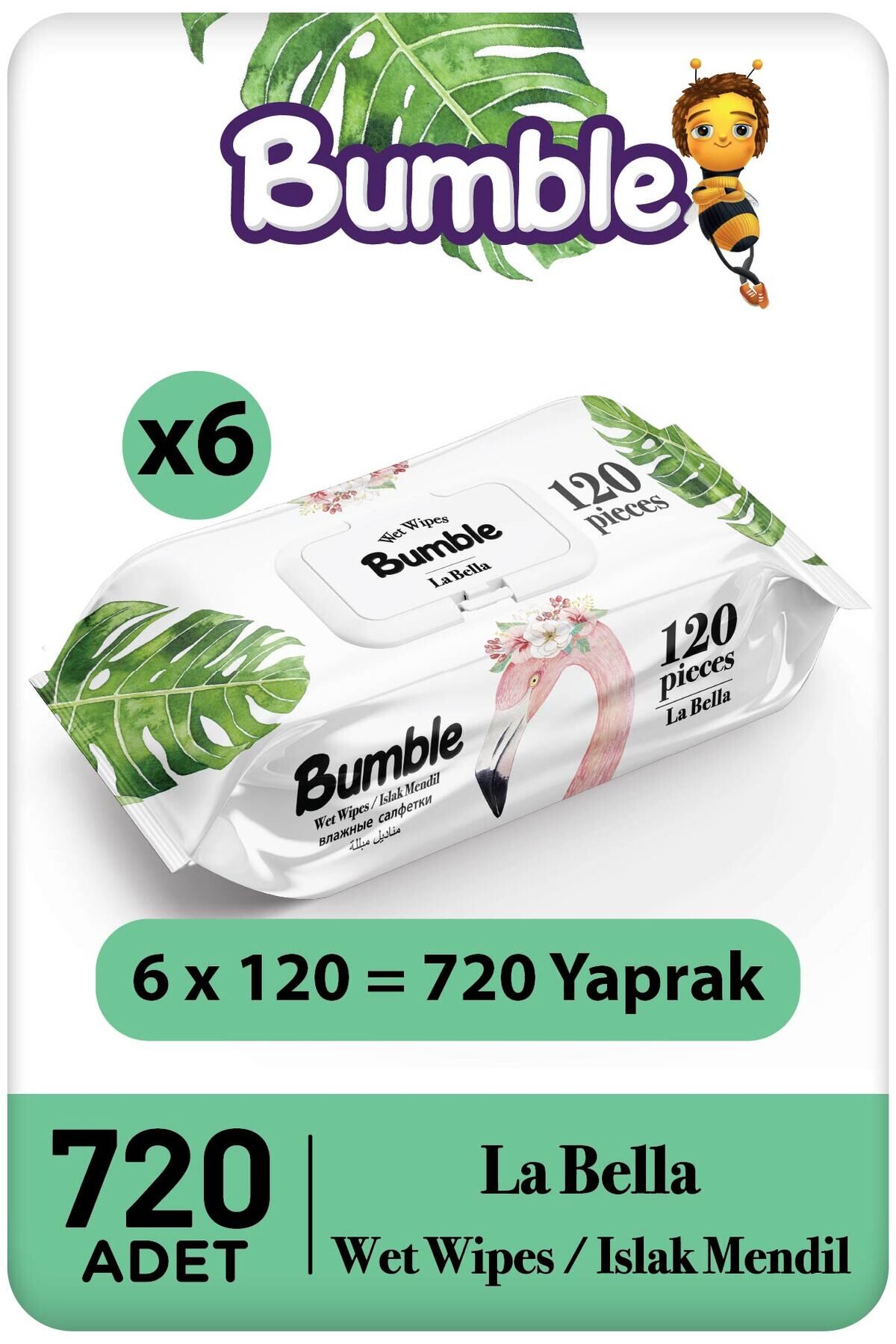 Bumble La Bella Islak Mendil 120'li Eko Paket 6'lı