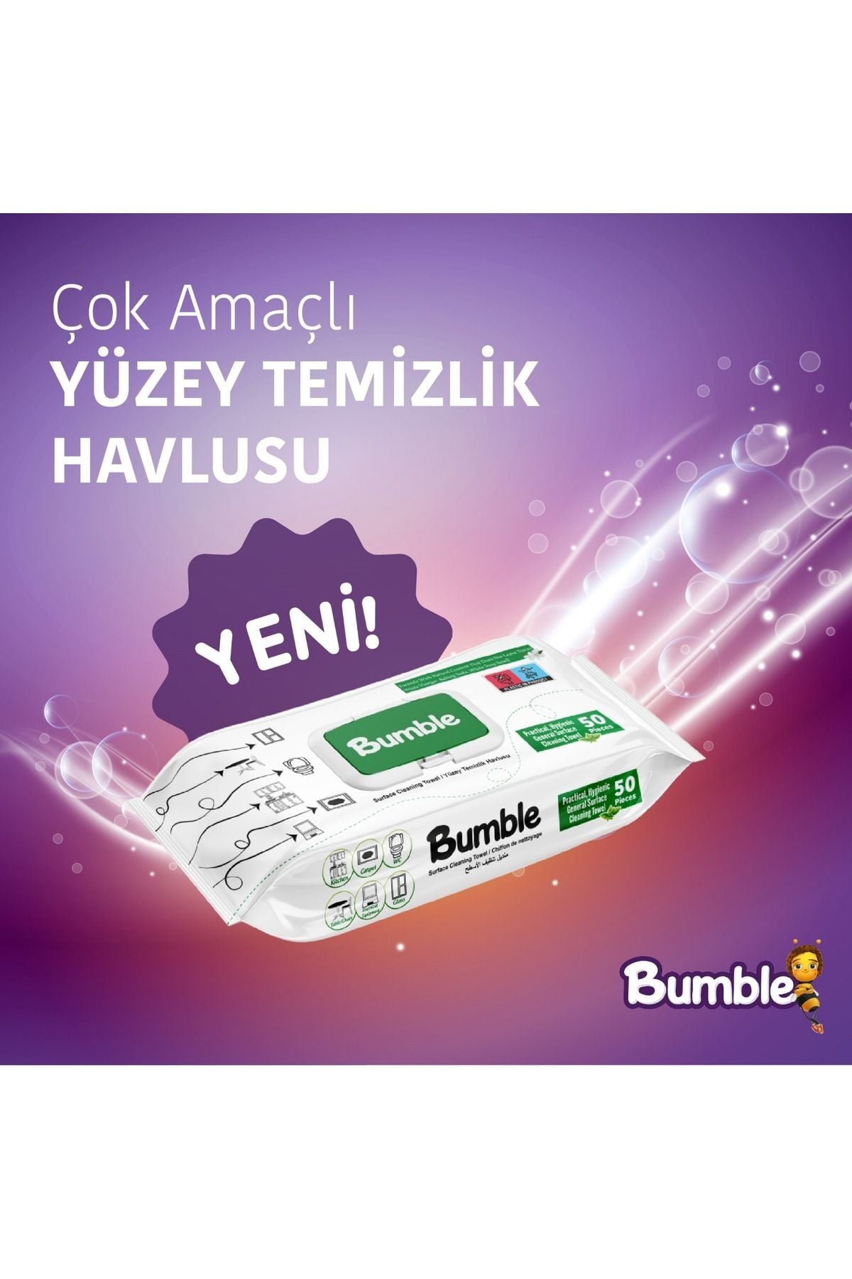 Bumble Yüzey Temizlik Havlusu 50'li Paket 6'lı