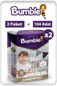 Bumble 5 Numara Junior Bebek Bezi Jumbo Paket 104 Adet | 11-18 Kg