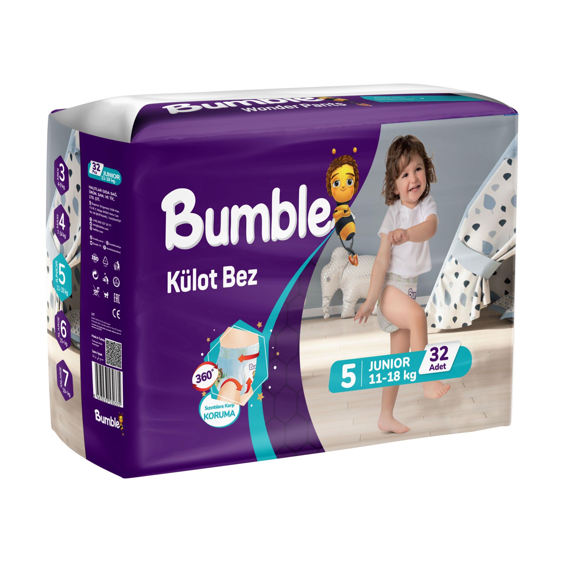 Bumble Junior Külot Bebek Bezi 5 Beden 11-18 Kg 32 Adet